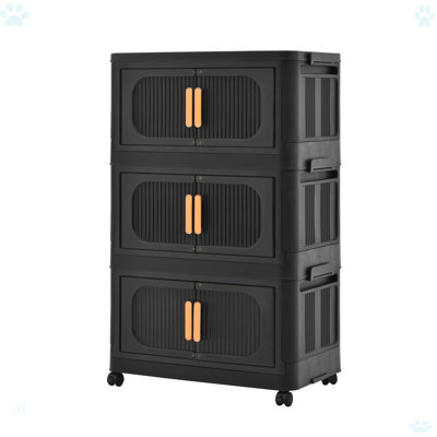 Side Wide Folding Storage Cabinet With Wheels