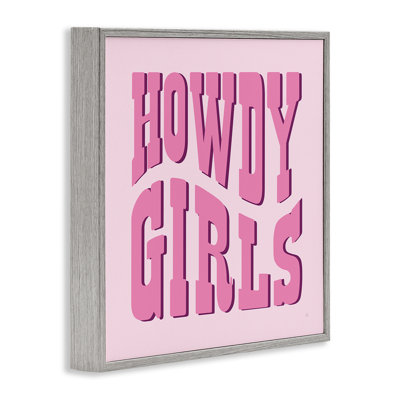 Howdy Girls on Pink Framed Giclee Art, design by Sarah Adams