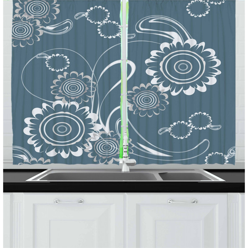 Floral Tailored Kitchen Curtain