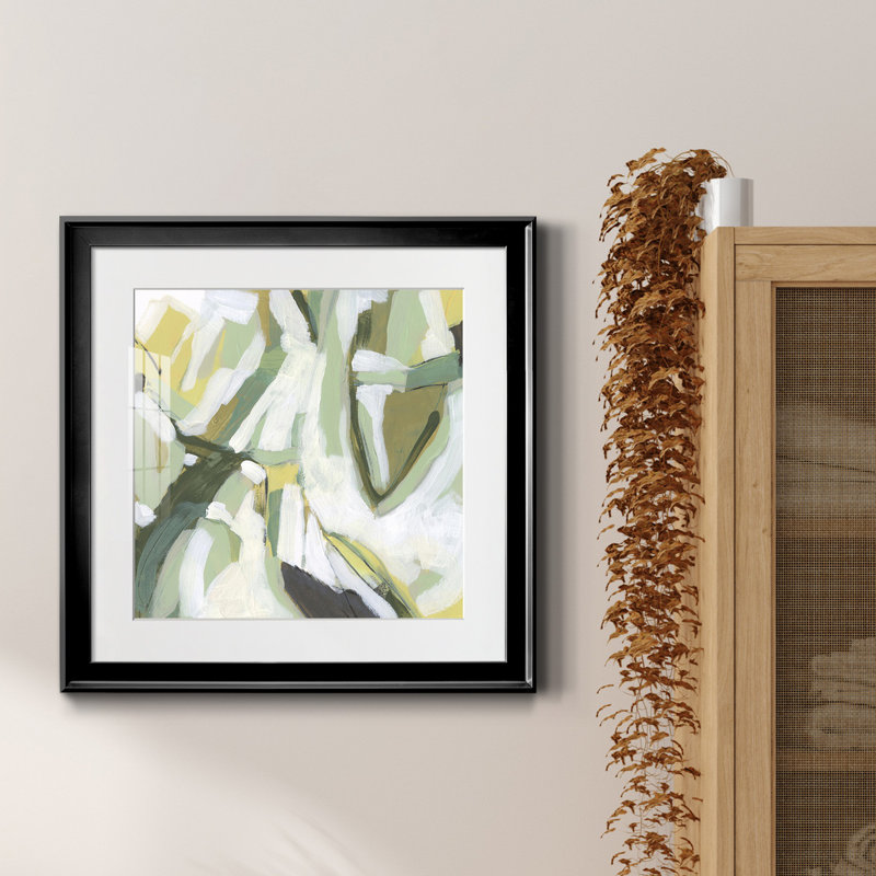 Lichen électrique IV - reproduction encadrée de qualité supérieure - prête à être accrochée, Papier avec cadre noir, Blanc