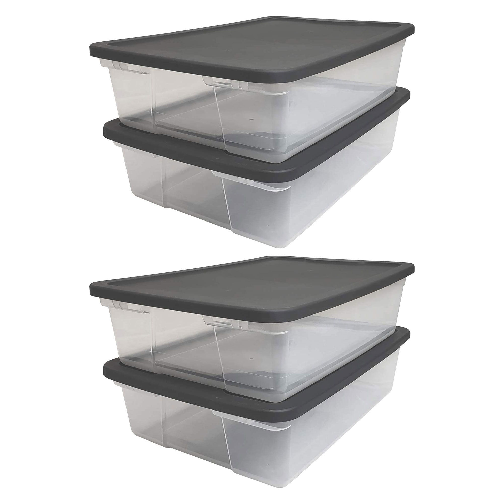 Homz 64 Qt Multipurpose Stackable Storage Bin with Latching Lids, Clear (6  Pack)