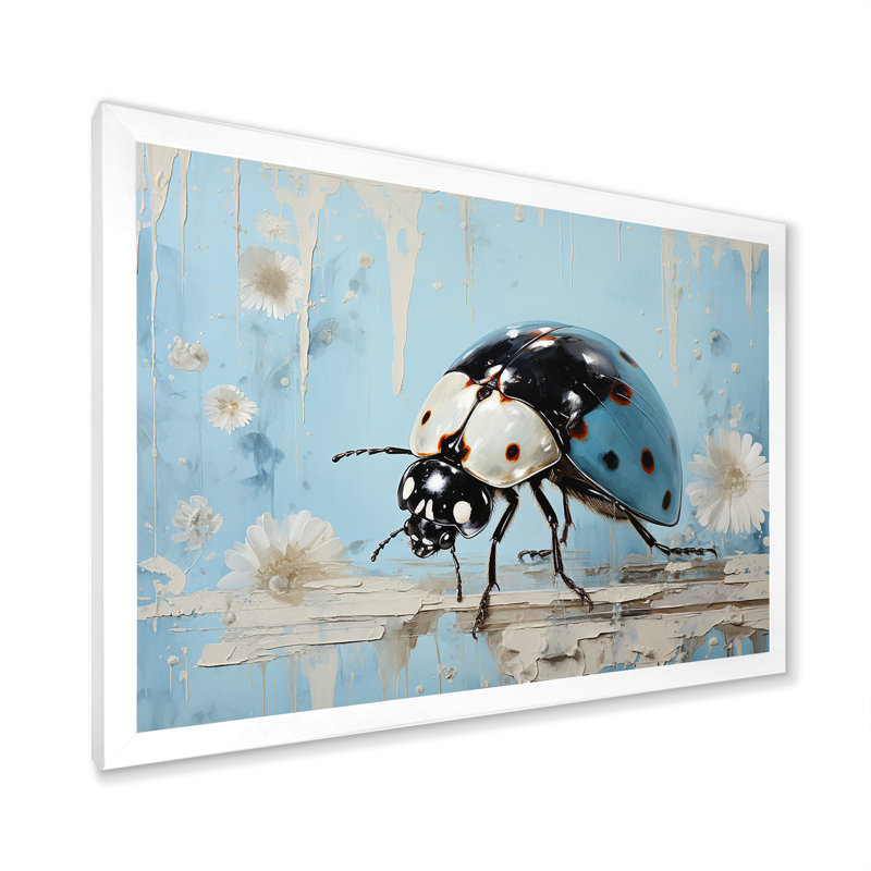 «Garden Serenity Ladybug» sur impression sur toile, Cadre simple blanc, H 12 po x l 20 po x P 1 po