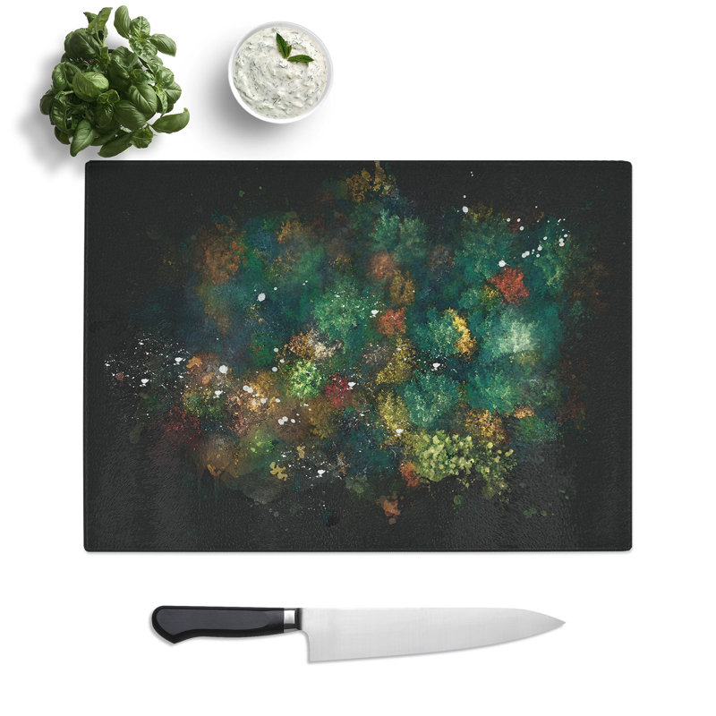Tempered Glass Autumn Forest New Hampshire Paint Splash Chopping Board, 20 cm x 28.5 cm