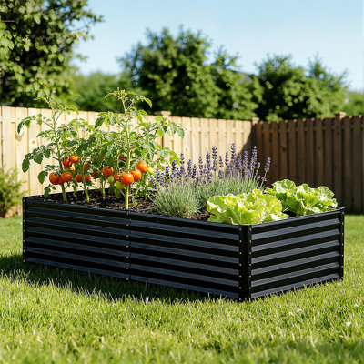  Raised Garden Bed 6X3x2ft,Galvanized Metal Planter Box Kit For Outdoor Gardening,Large Vegetable Flower Growing Beds With Gloves Tools,Black