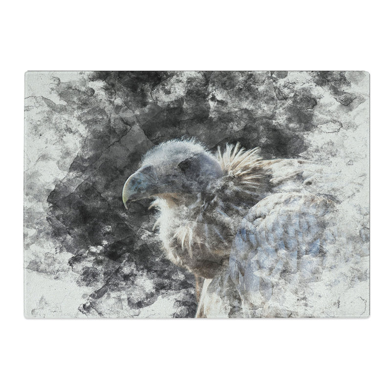 Tempered Glass Vulture Bird Watercolour Chopping Board, 28.5 cm x 39 cm