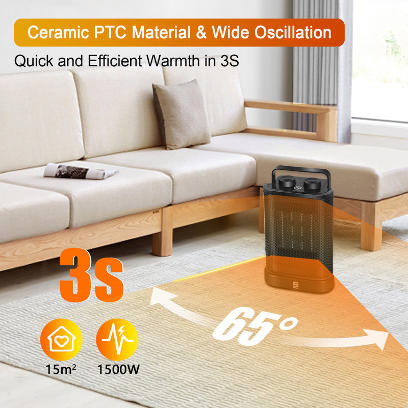 Living And Home 1500W 5118 BTU Electric Radiator Space Heater with Adjustable Thermostat and with Digital Display