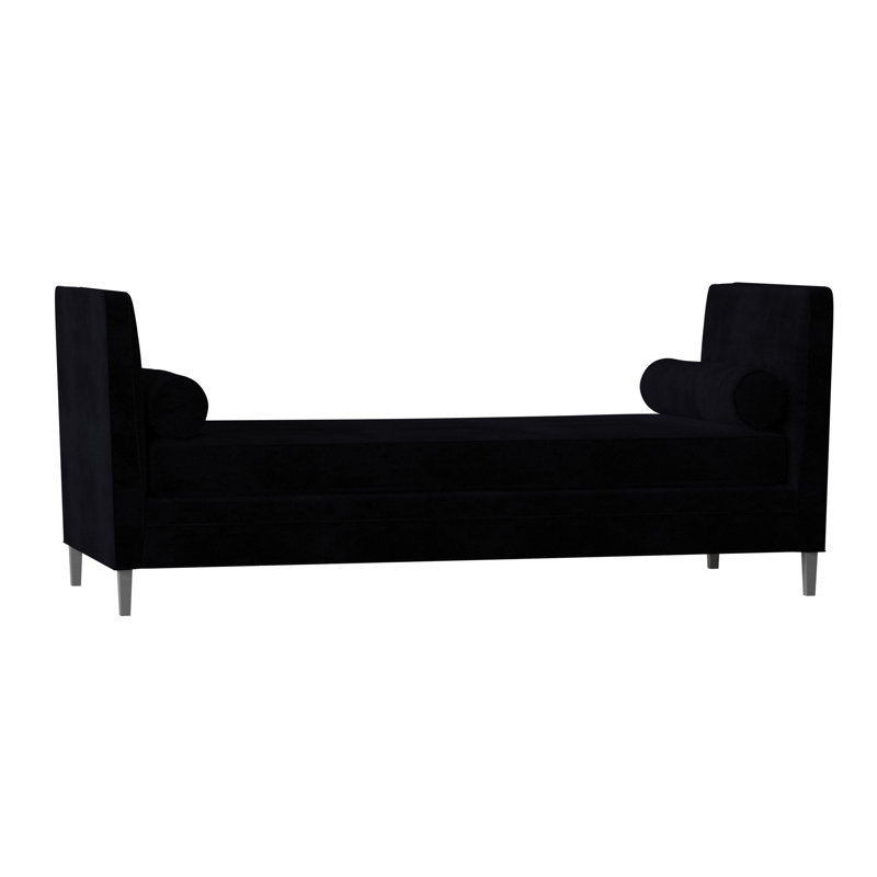 Banc rembourré Lydia, Velours performance Bella Ocean, Gris mousse