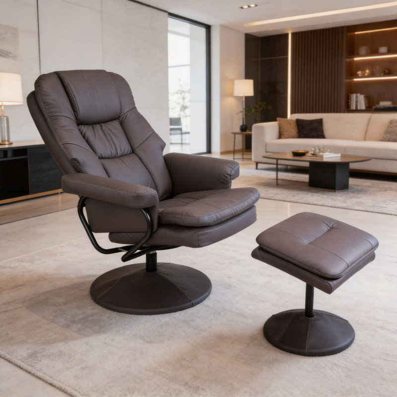 Fauteuil inclinable pivotant en cuir Scratch Cat, Similicuir brun