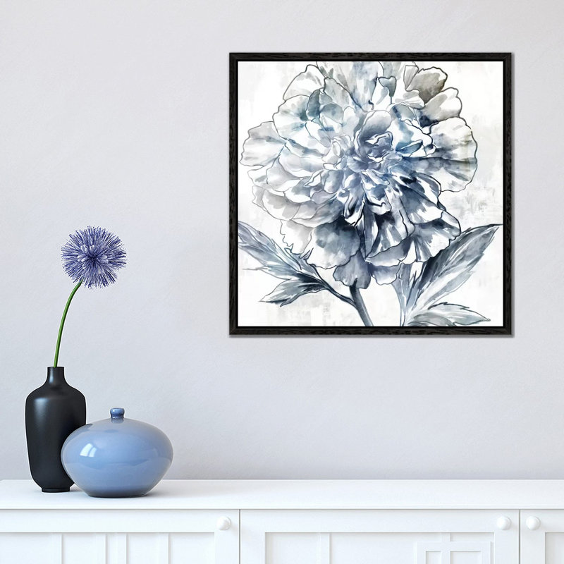 Japanese Peony II by Isabelle Z - Painting on Canvas, Black Framed, 45.72 cm H x 45.72 cm W