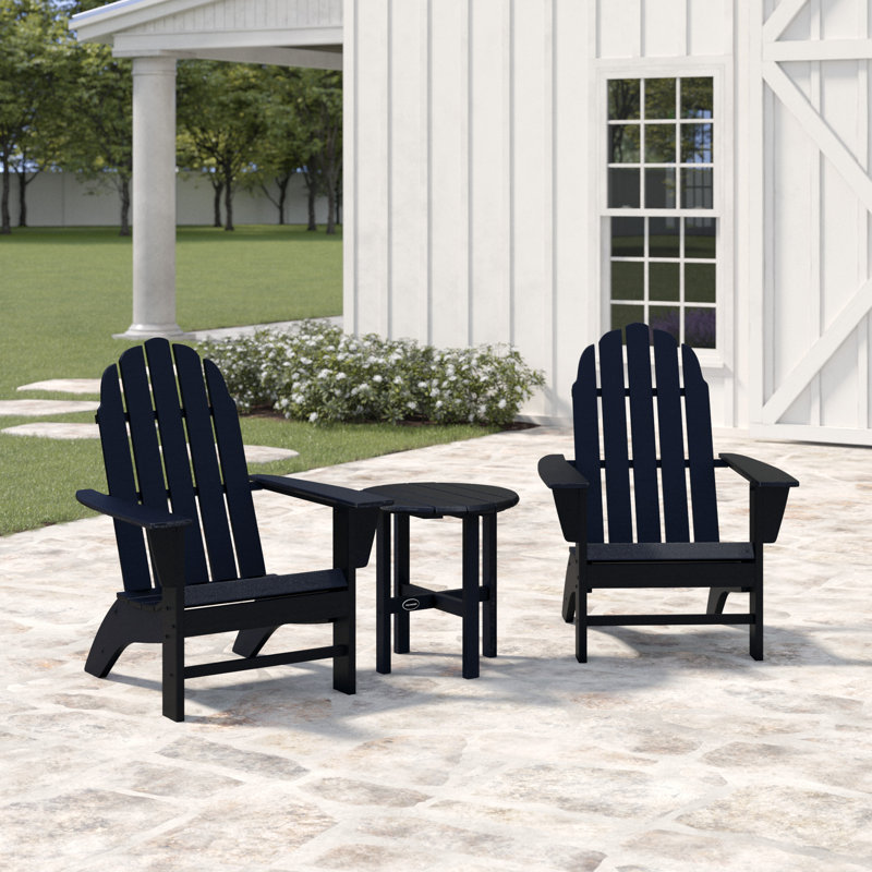 POLYWOOD Classic Adirondack 3 Piece Seating Group, Black