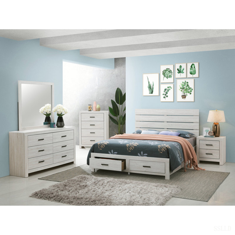 Commode 6 tiroirs avec miroir Sherwood, White