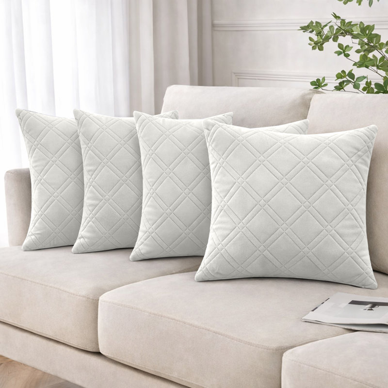 Geometric Square Cushion Pad, White