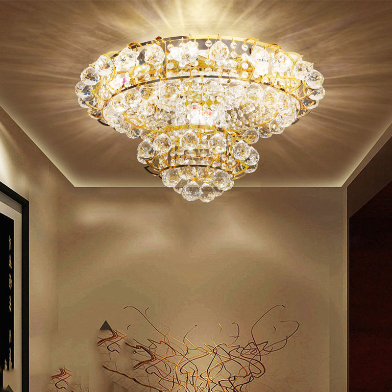 8 Light Dimmable Flush Mount Crystal Ceiling Light
