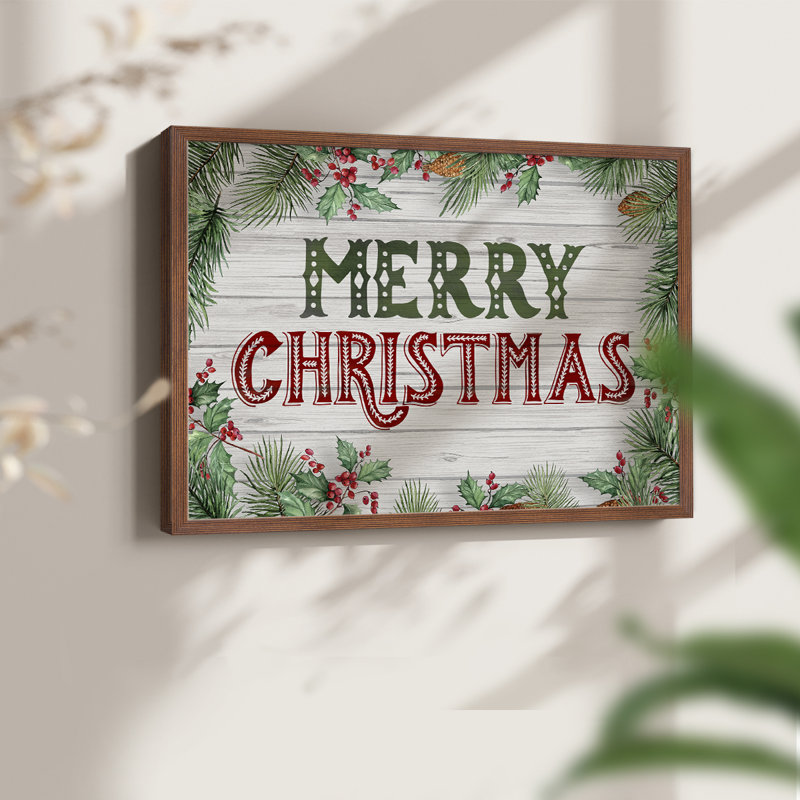 Verdure de Noël - reproduction encadrée - réaménageable, H 8 po x l 10 po, Noyer