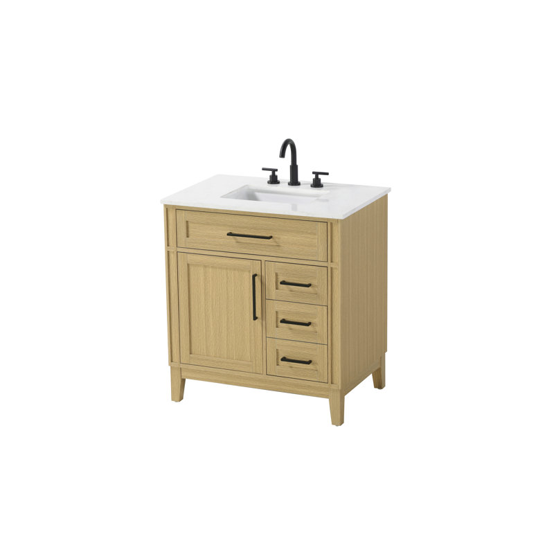Meuble-lavabo simple 32 po brun miel, 32", Brun miel