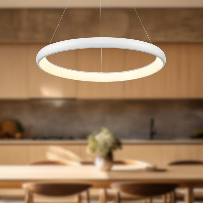 Luminaire suspendu géométrique à 1 lumière Cortana, H 124 po x l 32,25 po x P 32,25 po, Blanc