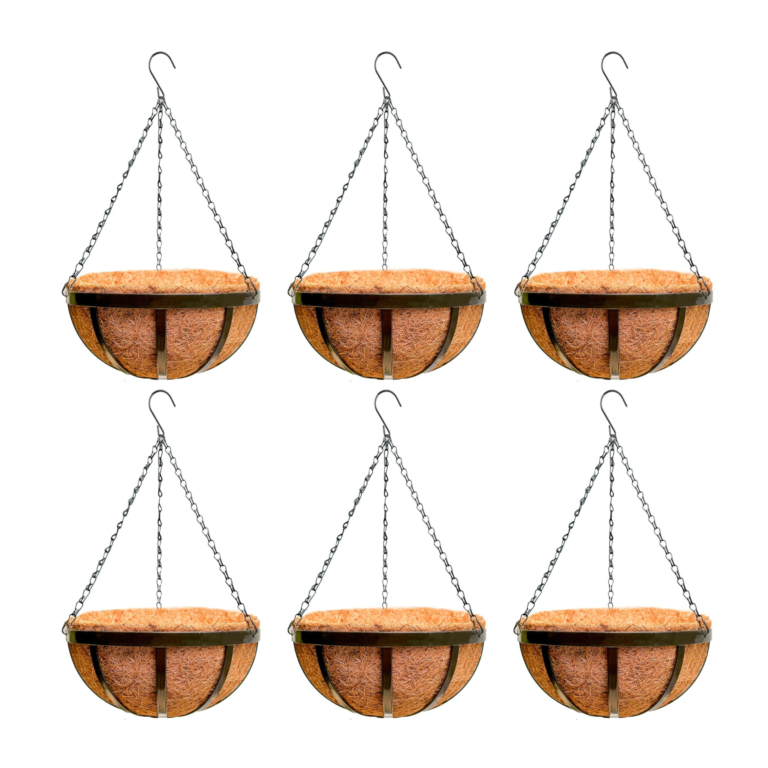 VOMGEB1 6-Pack 12-Inch Outdoor Hanging Plant Baskets with Coco Liners ...
