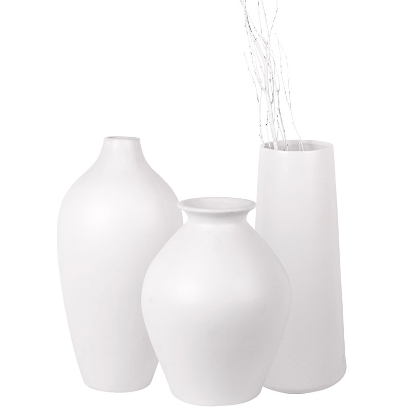 22" White Ceramic Vase – Elegant Floor Vase for Living Rooms & Offices