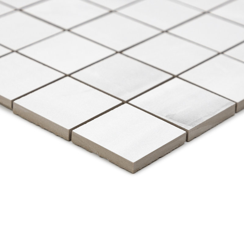 Amsterdam 2" x 2" Matte Porcelain Grid Mosaic Floor and Wall Tile, Perla