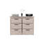 Commode double 6 tiroirs Becca, quatre pieds, quincaillerie en métal - gris clair