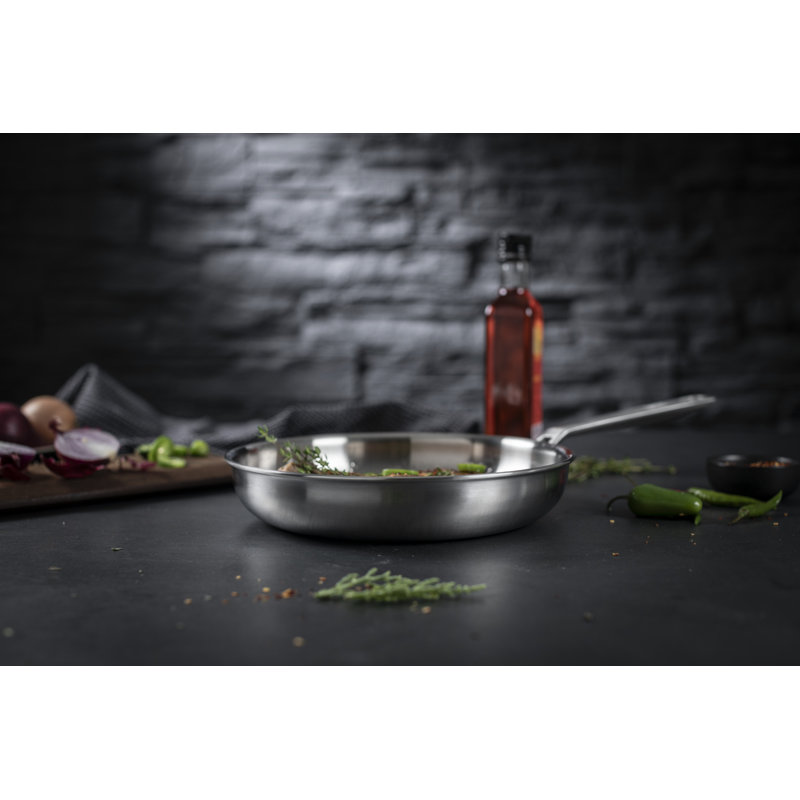 Kuhn Rikon Culinary Fiveply Stainless Steel Uncoated Induction Safe Frying Pan, 28 cm