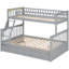 Lit simple convertible gris sur lit double avec tiroirs, lit superposé, bois de pin et cadre pour la longévité, garde-corps sécuritaire, sécurité de mission-202757301