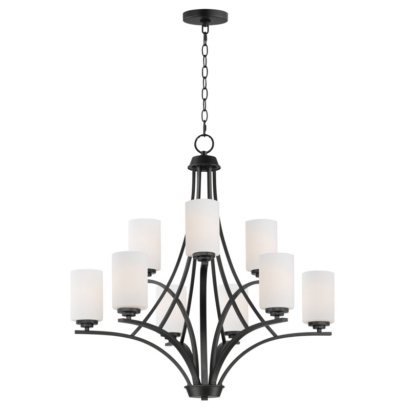 Deven 9 - Light Dimmable Classic / Traditional Chandelier, Black
