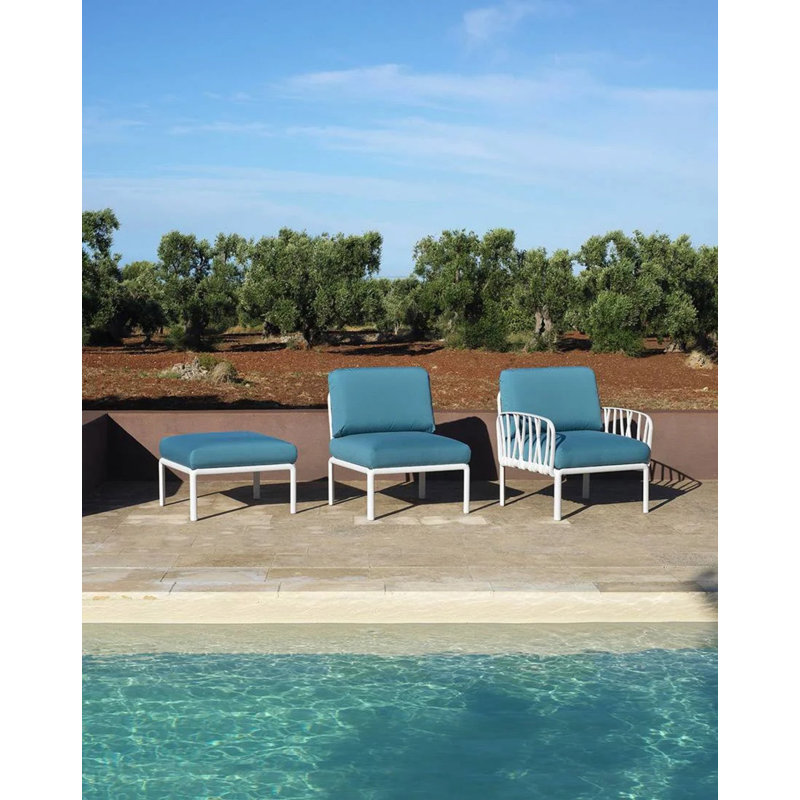 Komodo Outdoor 5 - Seat Patio Sectional, Adriatic/White