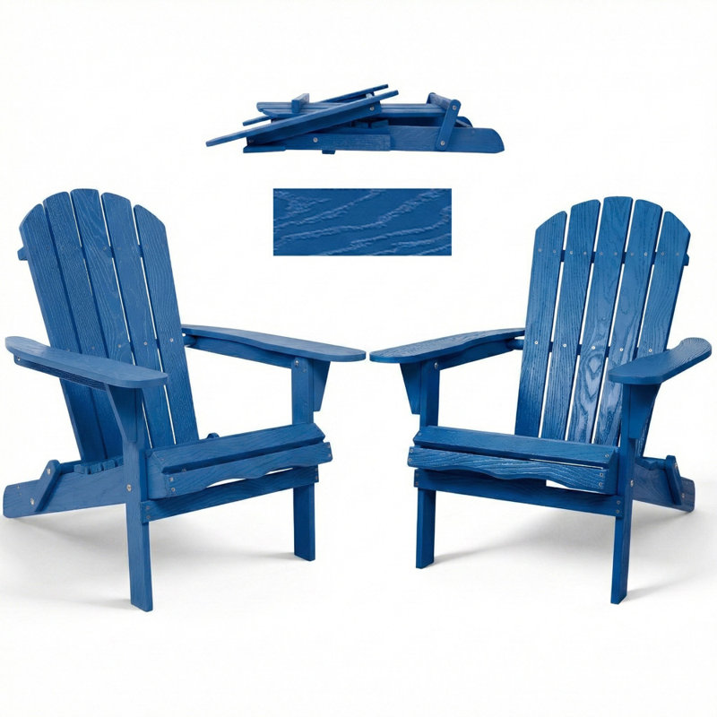 2 Piece Patio Adirondack Chair (Navy Blue), Navy Blue