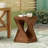 Contemporary Spiral-Design Accent Table with Woodgrain Finish for Indoor & Outdoor Use-872773248
