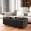 Table basse moderne et intelligente avec réfrigérateur intégré, haut-parleurs Bluetooth, charge sans fil, prise de courant, ports USB, lumière RVB, brun, table-691603378