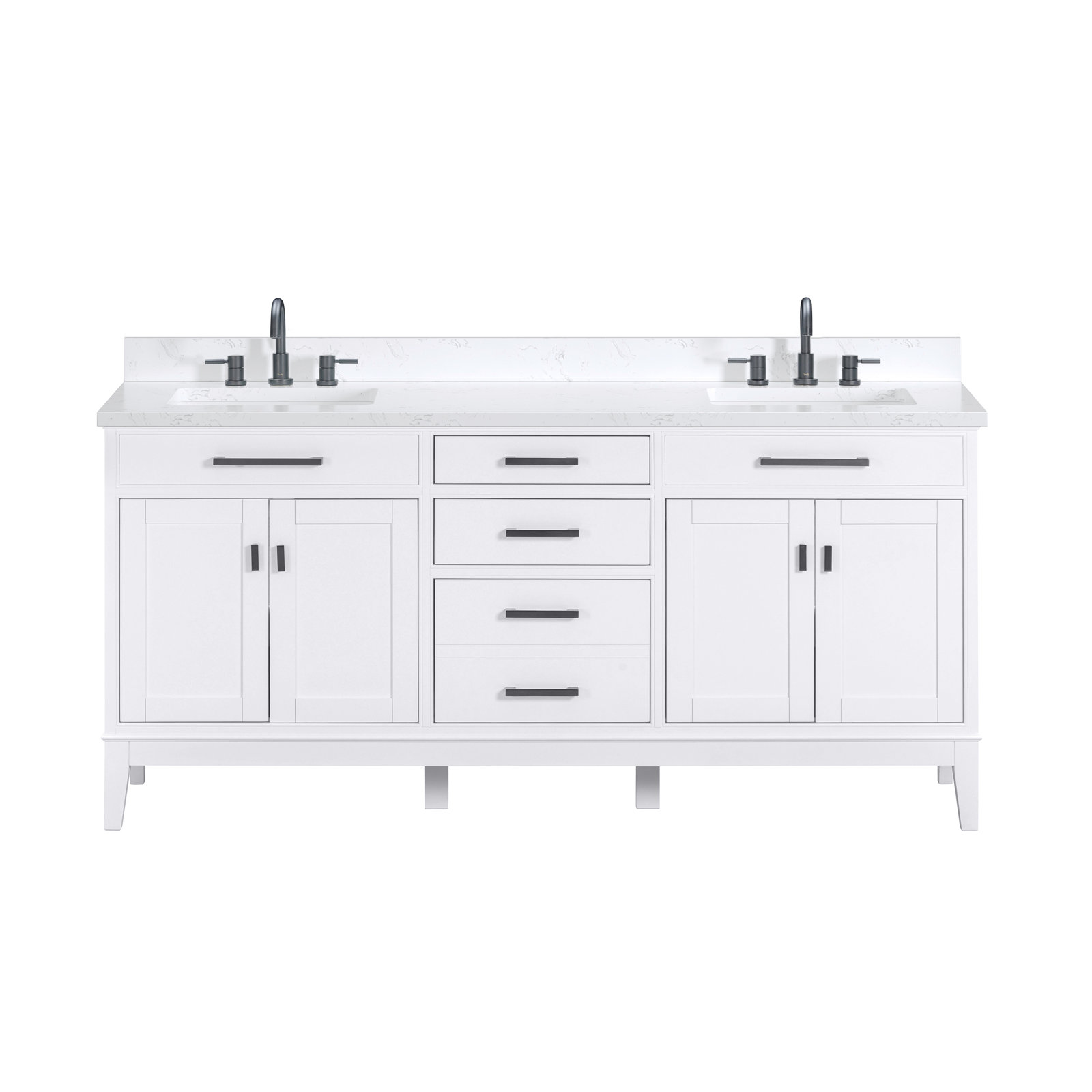 Anglet 73" Double Bathroom Vanity Set, White, Cala White