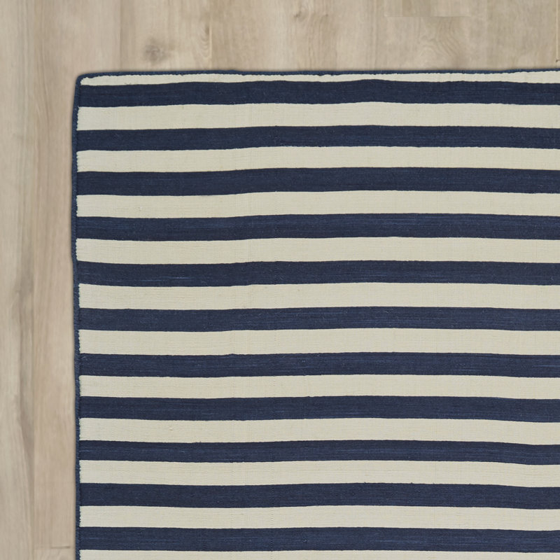 New Portland Striped Handmade Tufted Atlantic Area Rug, Rectangle 5' x 8'
