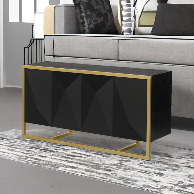 Buffet moderne en placage d'acajou, Noir, noir, noir, noir
