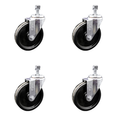 Ensemble de roulettes pivotantes à tige filetée 5 po