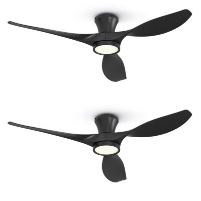 Jacara 52" Flush Mount Ceiling Fan with LED Light & Remote (set of 2)