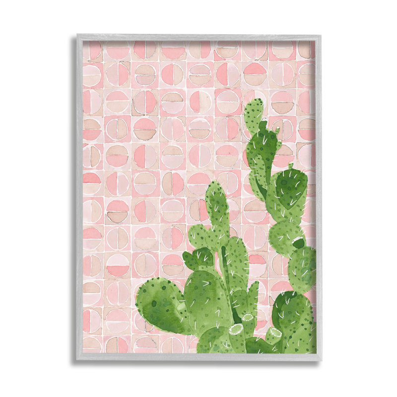 Motif géométrique abstrait cactus, H 20 po x l 16 po x P 1,5 po, Estampe numérique Farmhouse
