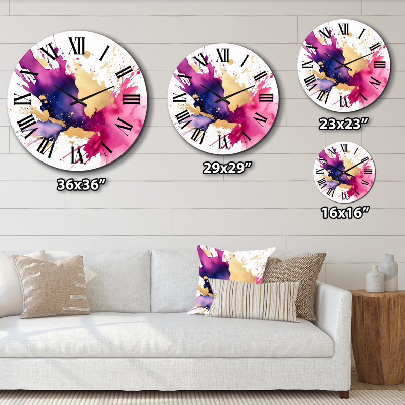 Horloge murale mauve et rose, Très grand