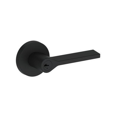 Anaheim Hills Keyed Entry Lever with Contemporary Round Rose in Polished Chrome