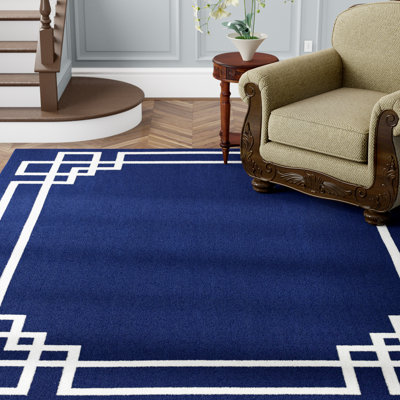 Liyuan Indoor / Outdoor Navy Blue/White Area Rug