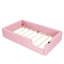 Lit plateforme simple rose rembourré avec garde-corps et charge - confortable pour la lecture, construction robuste, look épuré, grande capacité de charge