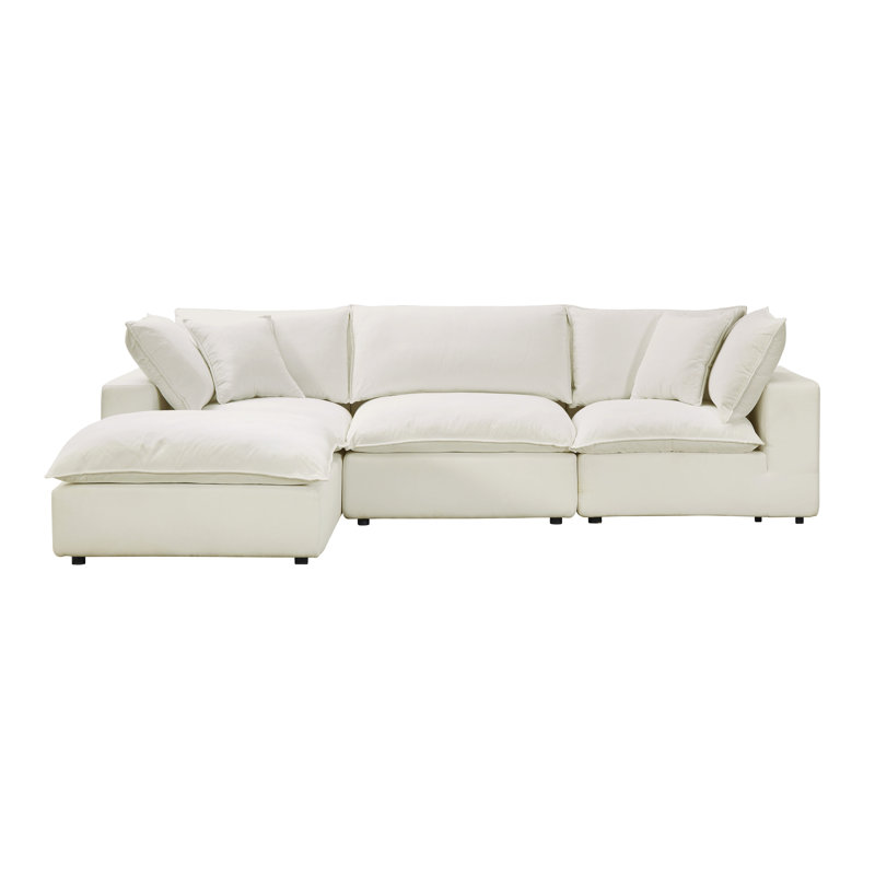 Canapé modulaire rembourré et réversible 4 pièces Ellaria, Polyester naturel