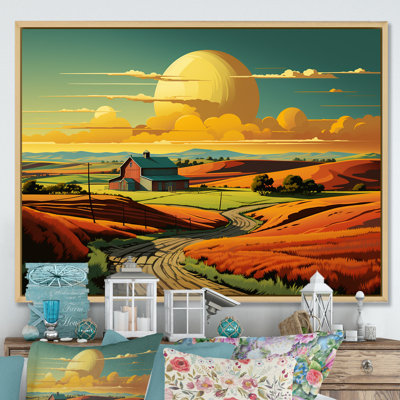 Minimaliste Indiana Farm Countryside II - granges, art mural