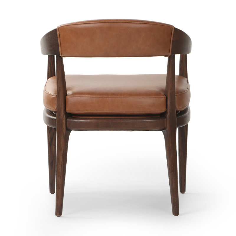 Dane Leather Upholstered Arm Chair, Terra Brown Oak Leather