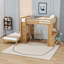 Lit superposé en bois avec tablettes intégrées, bureau et échelle-600650498-600650496