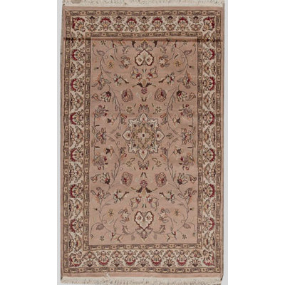 Hand-Knotted High-Quality Beige and Red Area Rug