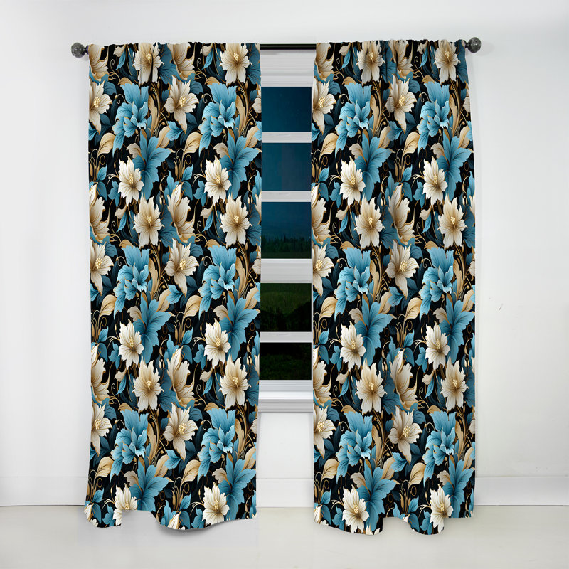 Rideau à motif floral motif cachemire Zen Tranquility II - 1 panneau, L 52 po x L 108 po