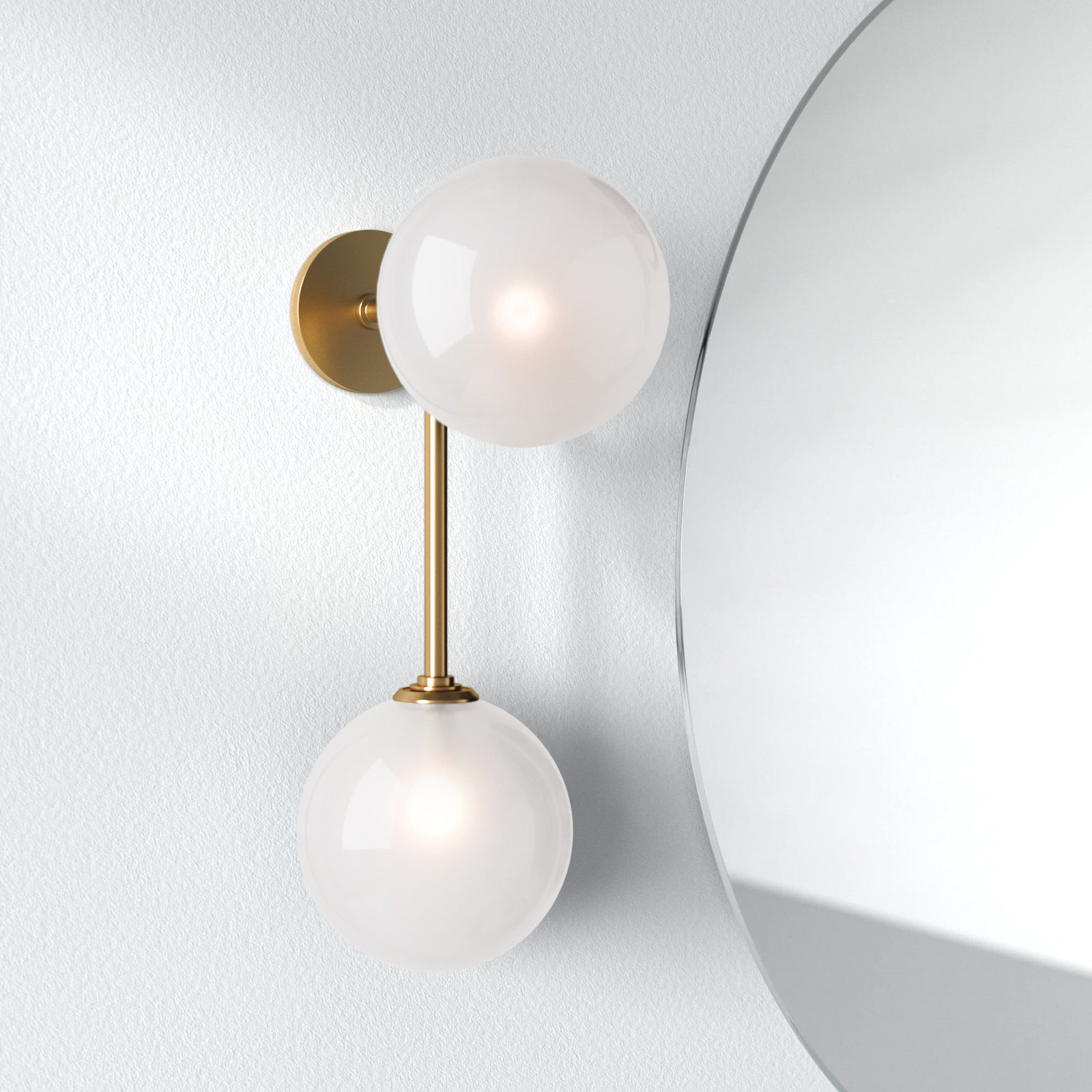 Salonko 2 Light Glass Dimmable Armed Sconce, Aged Brass