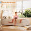 Structure de lit simple princesse avec 4 tiroirs de rangement et lumières DEL, revêtement en velours, tête de lit arc-en-ciel, lattes en bois massif, aucun sommier nécessaire-942512719