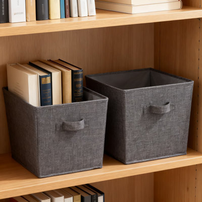 2-Pack Fabric Storage Bins With Wire Frame For Home Organization, Open Top Design With Handles For Easy Access And Clutter Control